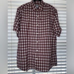 Carhartt Mens Xl Plaid Button-Down Short Sleeve Shirt Reddish Brown